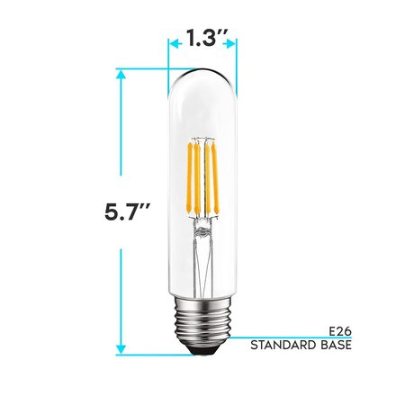 Luxrite T10 Edison LED Light Bulbs 5W (60W Equivalent) 500LM 3000K Soft White Dimmable E26 Base 6-Pack LR21627-6PK